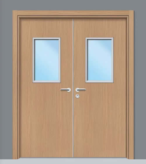 Double edged steel medical door